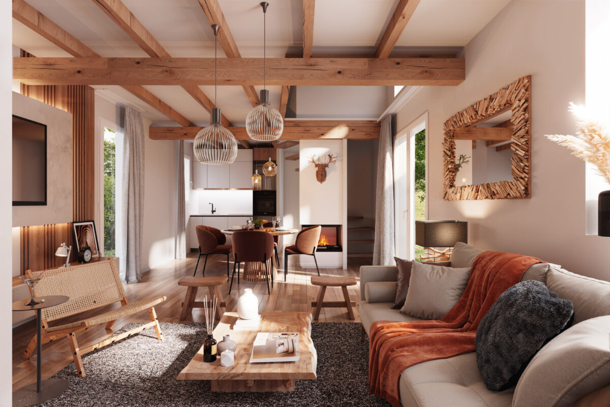 Vue intérieure d'un chalet